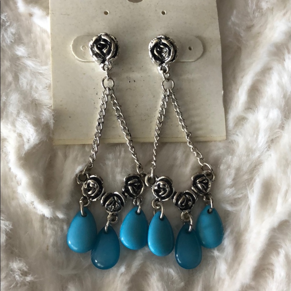 Style & Co. Silver & Turquoise Rose Bead Earrings